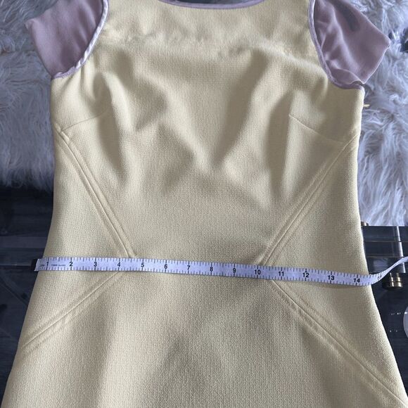 Badgley Mischka Yellow Sheath Day Dress with Cap Sleeves - Picture 8 of 10